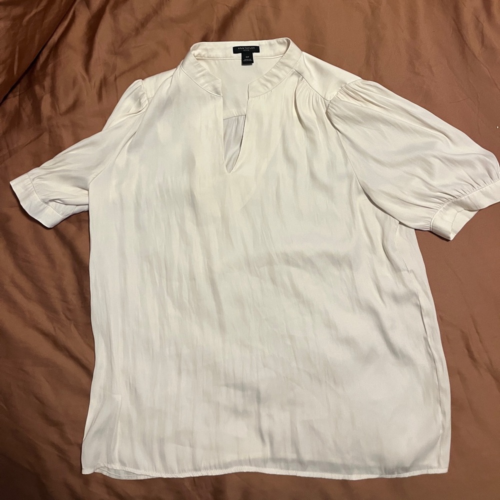 Short sleeve Ann Taylor satin blouse